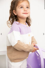 Load image into Gallery viewer, Imogen Knit Textured Cardigan - Purple & Beige