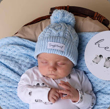 Load image into Gallery viewer, Baby Blue Organic Baby Knit Beanie
