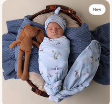 Load image into Gallery viewer, Taking Flight Organic Jersey Wrap & Beanie Set