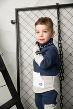 Load image into Gallery viewer, Archie Detailed Zip Collar Crew - Navy