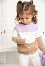 Load image into Gallery viewer, Imogen Knit Textured Cardigan - Purple & Beige