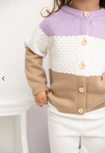 Load image into Gallery viewer, Imogen Knit Textured Cardigan - Purple & Beige