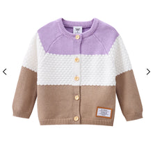 Load image into Gallery viewer, Imogen Knit Textured Cardigan - Purple & Beige
