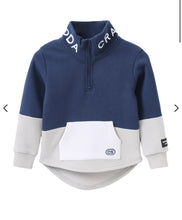 Load image into Gallery viewer, Archie Detailed Zip Collar Crew - Navy