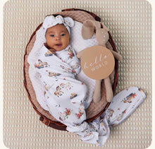 Load image into Gallery viewer, Pony Pals Organic Jersey Wrap & Topknot Set