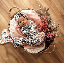 Load image into Gallery viewer, Australiana Organic Jersey Wrap & Topknot Set