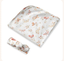 Load image into Gallery viewer, Butterfly Organic Jersey Wrap & Topknot Set
