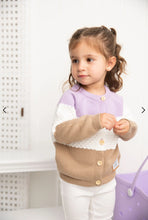 Load image into Gallery viewer, Imogen Knit Textured Cardigan - Purple & Beige