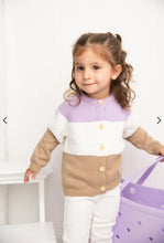 Load image into Gallery viewer, Imogen Knit Textured Cardigan - Purple & Beige