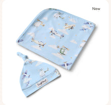 Load image into Gallery viewer, Taking Flight Organic Jersey Wrap & Beanie Set