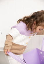 Load image into Gallery viewer, Imogen Knit Textured Cardigan - Purple & Beige