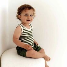 Load image into Gallery viewer, Olive Stripe Organic Singlet
