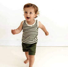 Load image into Gallery viewer, Olive Stripe Organic Singlet