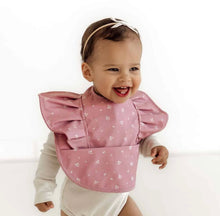 Load image into Gallery viewer, Pink Fleur Frill Snuggle Bib
