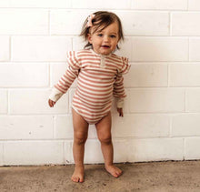 Load image into Gallery viewer, Rose Stripe Long Sleeve Organic Bodysuit