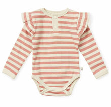 Load image into Gallery viewer, Rose Stripe Long Sleeve Organic Bodysuit