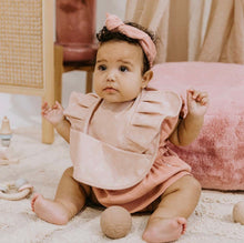 Load image into Gallery viewer, Dusty Rose Flower Frill Snuggle Bib