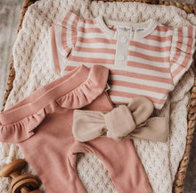 Load image into Gallery viewer, Rose Stripe Long Sleeve Organic Bodysuit