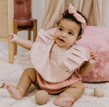 Load image into Gallery viewer, Dusty Rose Flower Frill Snuggle Bib