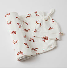 Load image into Gallery viewer, SUNSET JERSEY BABY WRAP & KNOTTED BEANIE SET