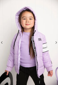 Imogen Detailed Hooded Puffer Jacket - Purple