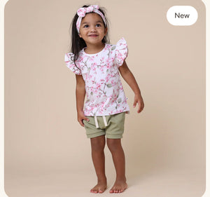 Cherry Blossom Organic T-Shirt with Frill