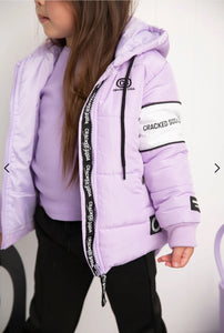 Imogen Detailed Hooded Puffer Jacket - Purple