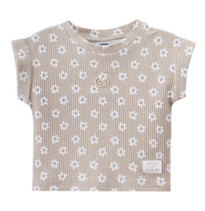 Ellie Embossed Tee - Beige Print