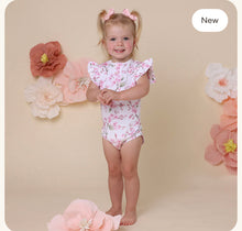 Load image into Gallery viewer, Cherry Blossom Short Sleeve Organic Bodysuit with Frill
