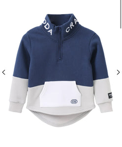 Archie Detailed Zip Collar Crew - Navy