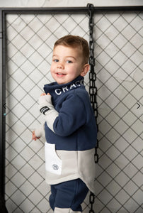 Archie Detailed Zip Collar Crew - Navy