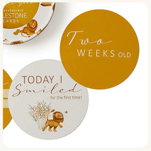 Load image into Gallery viewer, Lion &amp; Sunrise Gold Reversible Milestone Cards
