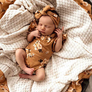 Golden Flower Short Sleeve Organic Bodysuit