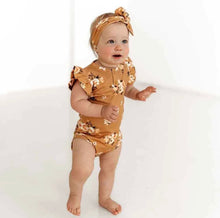 Load image into Gallery viewer, Golden Flower Short Sleeve Organic Bodysuit
