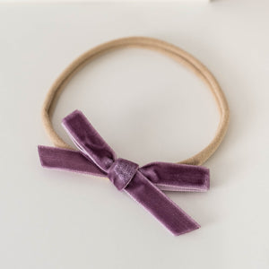 Velvet Bow Headband - Grape