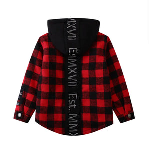 Check Hooded Jacket - Red