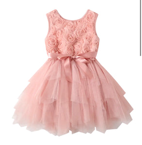 Embellished Rose Dress - Dusty Pink