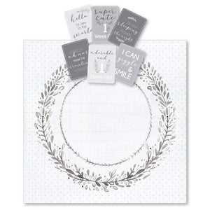 GREY WREATH MILESTONE MUSLIN & BABY MILESTONE PHOTO CARDS