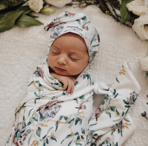 Eucalypt Jersey Baby Wrap & Beanie Set