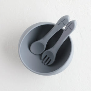 Perfect starting Suction Bowl with spoon and fork